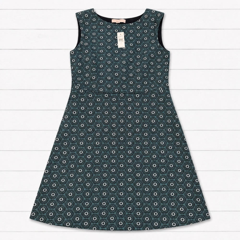 LOFT Geometric Medallion Sleeveless A-Line Fit and Flare Dress Size 8 NEW